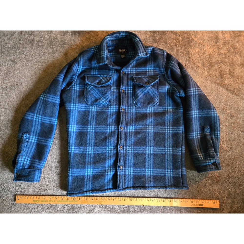 Berkley Jensen Shirt Jacket Mens Small Blue Good Sherpa Lined Plaid Fleece